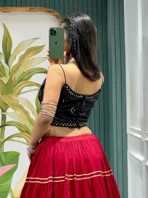 Navratri  10 Meter Flair Lehenga With Spaghetti Style Blouse