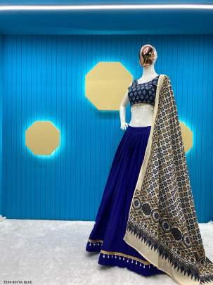 Navratri Collection Royal Blue Santoon Lehenga Choli With Dupatta
