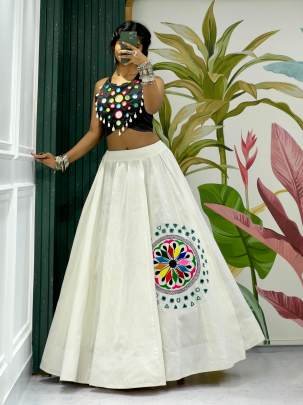 Navratri Lehenga Choli With Elegent Mirror Work Blouse  