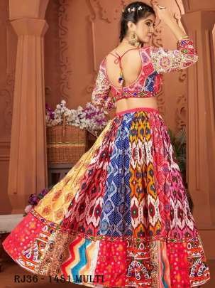 navratri Multi Color Digital Print Work Butter Silk Lehenga Choli
