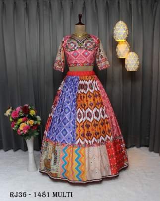 navratri Multi Color Digital Print Work Butter Silk Lehenga Choli