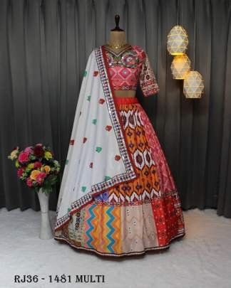 navratri Multi Color Digital Print Work Butter Silk Lehenga Choli