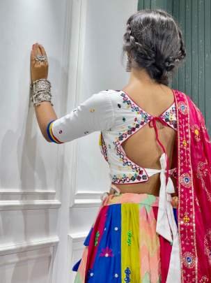 Navratri Multi Colour Lehenga Choli With Elegent Mirror Work