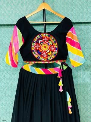 Navratri Special Black Georgette Lehenga Choli With Gamthi Work