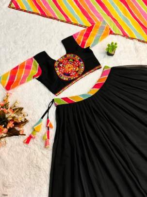 Navratri Special Black Georgette Lehenga Choli With Gamthi Work
