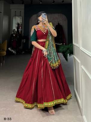 Navratri Special Cotton Red Lehenga and Stitched Blouse With Dupatta