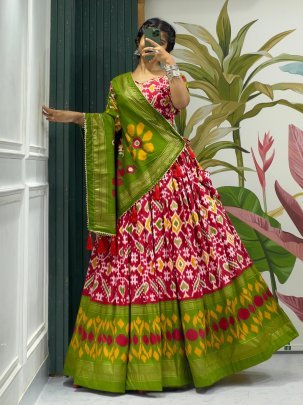 Navratri Special Ikkat Patola Print Lehenga Choli