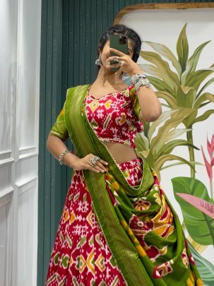 Navratri Special Ikkat Patola Print Lehenga Choli