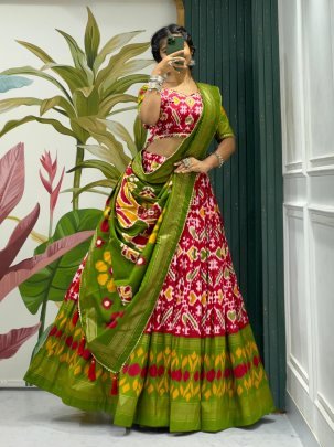 Navratri Special Ikkat Patola Print Lehenga Choli