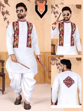 Navratri Special Mens Gamthi Kurta And Dhoti Set