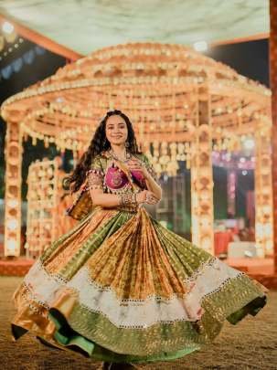 Navratri Special Multi Color Lehenga With Elegent Real Mirror Work