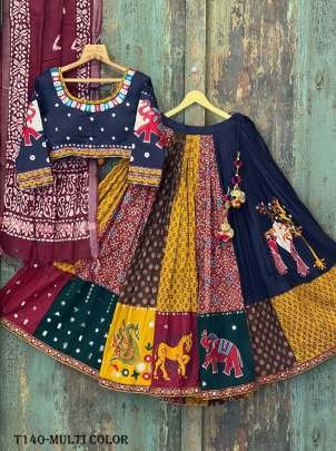 Navratri Special Multi Color Muslin Cotton Lehenga Choli