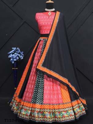 Navratri Special Pink Muslin Cotton Lehenga Choli