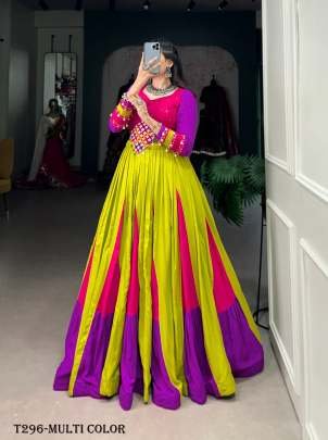 Navratri Wear Multi Color Rayon Lehenga Choli