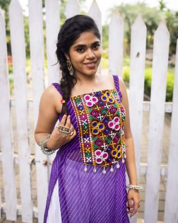 Navratri  Wear Purple Colour Lehenga