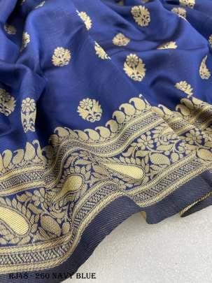 Navy Blue Copper Zari Weaving Work Banarasi Silk Saree