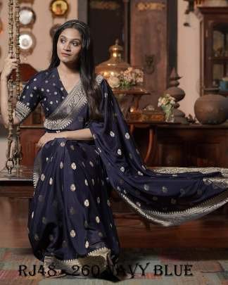 Navy Blue Copper Zari Weaving Work Banarasi Silk Saree