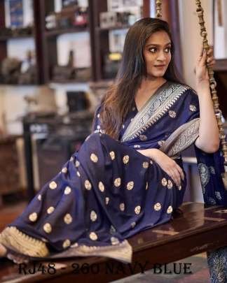 Navy Blue Copper Zari Weaving Work Banarasi Silk Saree