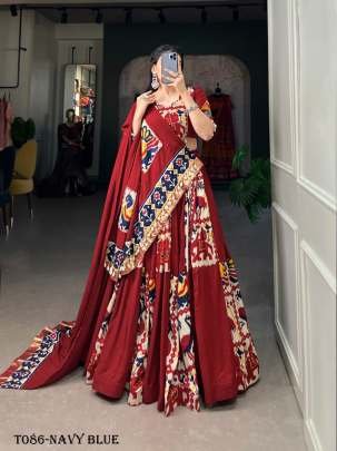 Navy Blue Rayon Navratri Lehenga Choli Festive Finesse for Navratri