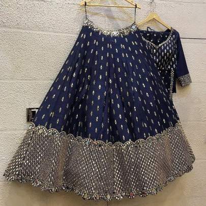 Navy Blue Sequence Embroidery Work Lehenga Choli