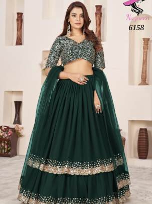 Nazneen Butterfly Vol 2 Georgette Green Lehenga  6158