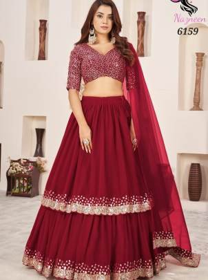 Nazneen Butterfly Vol 2 Georgette Red Lehenga  6159