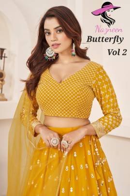Nazneen Butterfly Vol 2 Georgette Yellow Lehenga  6161