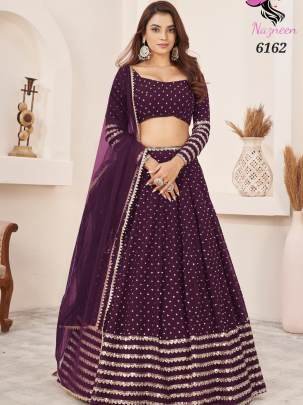 Nazneen Butterfly Vol 2 Georgette Wine Lehenga -6162