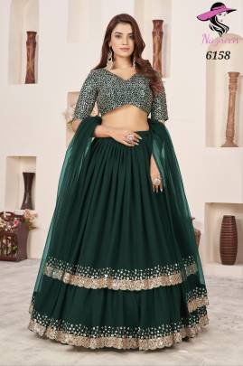 Nazneen Butterfly Vol 2 Georgette Green Lehenga  6158