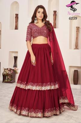 Nazneen Butterfly Vol 2 Georgette Red Lehenga  6159
