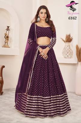 Nazneen Butterfly Vol 2 Georgette Wine Lehenga -6162