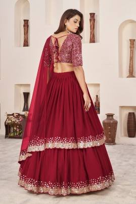 Nazneen Butterfly Vol 2 Georgette Red Lehenga  6159