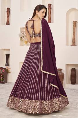 Nazneen Butterfly Vol 2 Georgette Wine Lehenga -6160