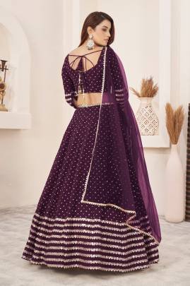 Nazneen Butterfly Vol 2 Georgette Wine Lehenga -6162