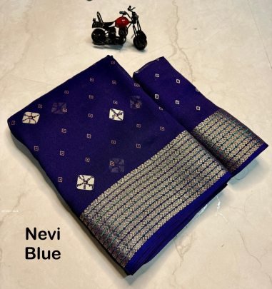 Nevi Blue Saree With Heavy Jacquard Border
