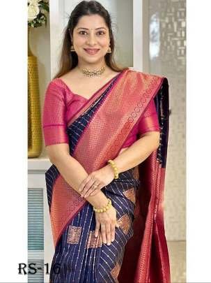 Nevy Blue Wedding Rich Pallu Pure Silk Saree With Brocade Blouse