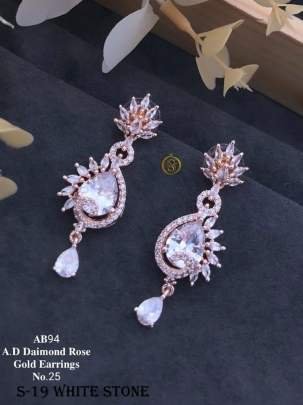 New Arrival AD Diamond Rose Gold Earrings