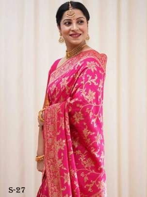 New Arrival Banarasi Soft Silk Pink Saree