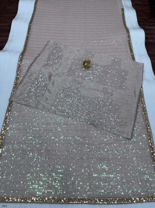 New Arrival Bollywood 5MM Rainbow Sequins Work Georgette Saree