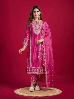 New Arrival Chinon Silk Three Piece Suits For Wedding