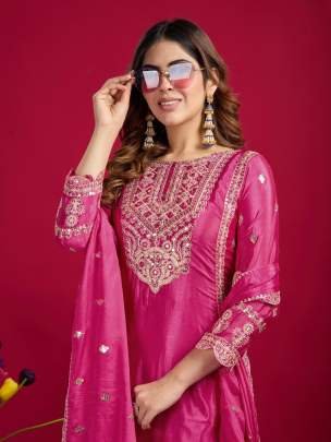 New Arrival Chinon Silk Three Piece Suits For Wedding