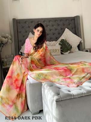 New Arrival Dark Pink Designer Pure Soft Rangoli Silk Saree