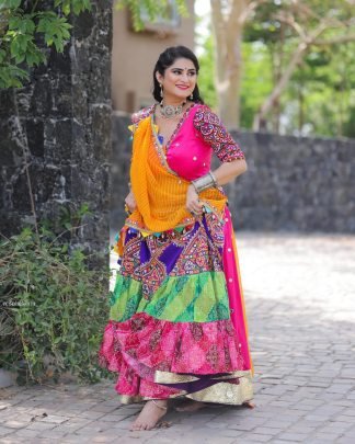 New Arrival Digital Print Muslin Cotton Lehenga Choli For Navratri