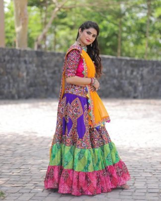 New Arrival Digital Print Muslin Cotton Lehenga Choli For Navratri