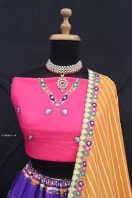 New Arrival Digital Print Muslin Cotton Lehenga Choli For Navratri