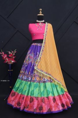 New Arrival Digital Print Muslin Cotton Lehenga Choli For Navratri