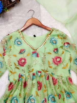 New Arrival Fancy Tabby Organza Alia Cut Sharara Suits