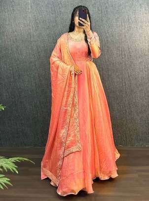 New Arrival Fendy Silk Gown With Dupatta