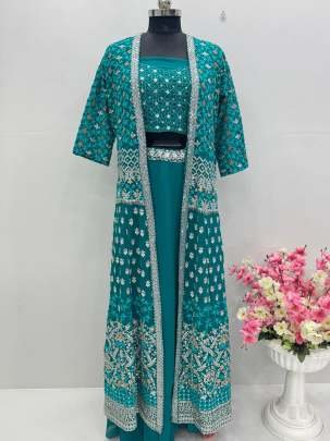 New Arrival Georgette Party Wear Lehenga Koti Blouse Set