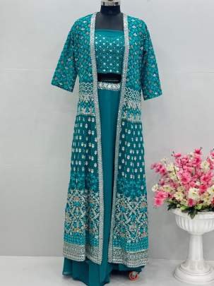 New Arrival Georgette Party Wear Lehenga Koti Blouse Set